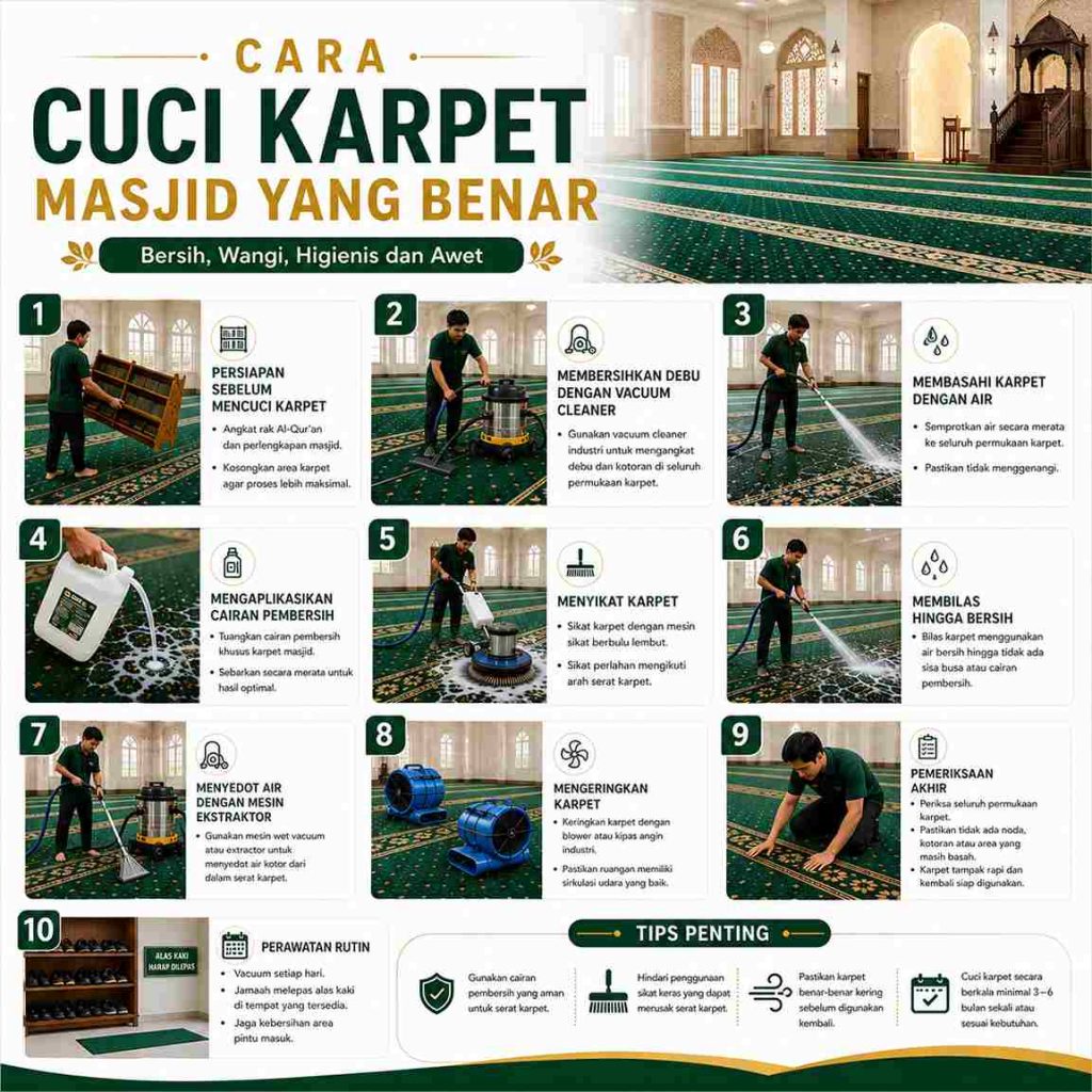 Cuci Karpet Masjid Yang Benar Untuk Membantu Menjaga Kebersihan Dan Keawetan Karpet